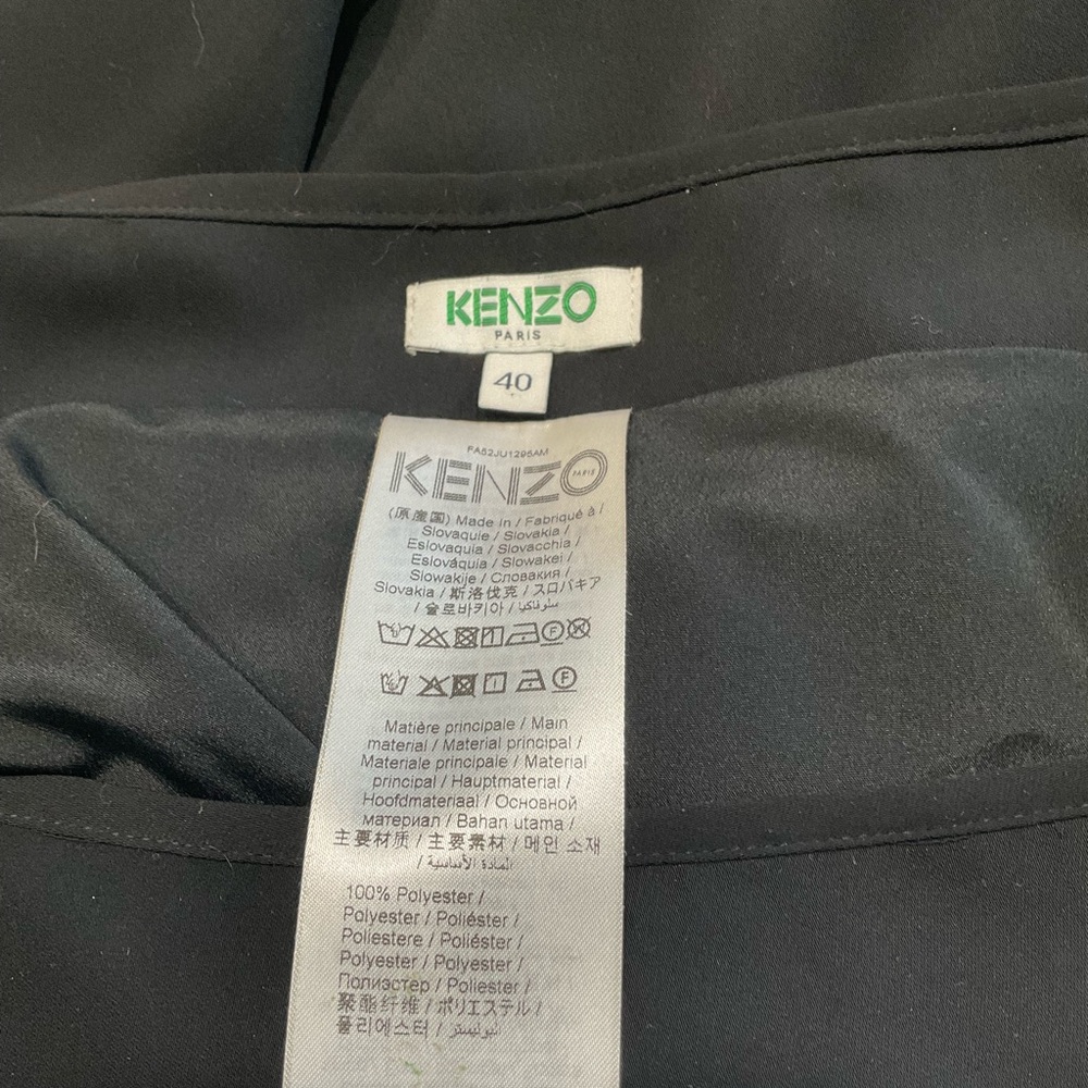 🌼KENZO Paris Black Midi Quality Polyester Lined Diag. Ruffled Skirt, 10/40EU - Picture 6 of 8